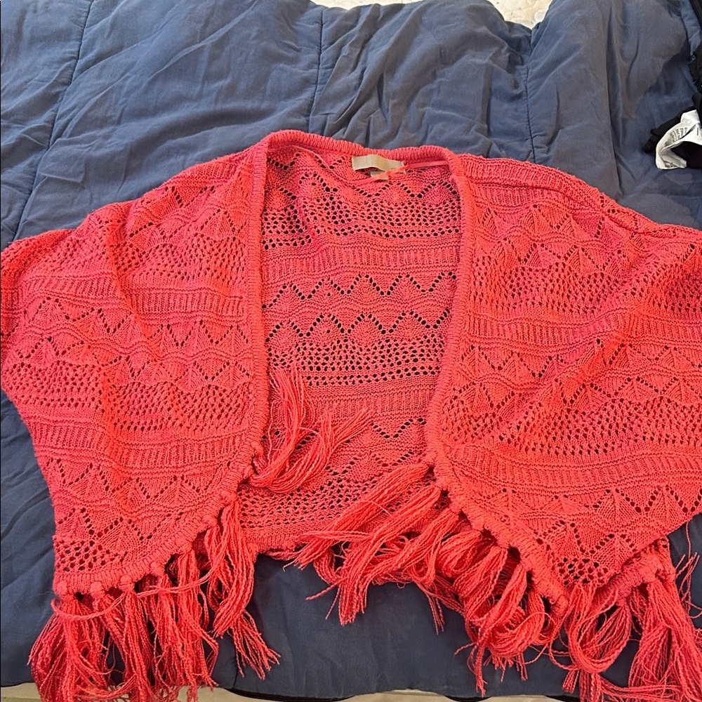 Women's Pink Fringe Sweater